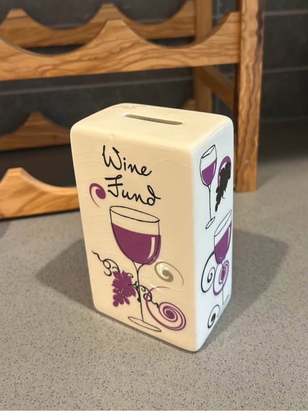 Wine Fund Ceramic Money Bank - Purple